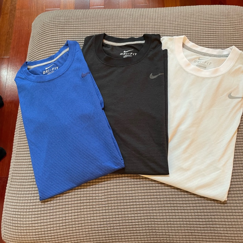 3x Bundle - Nike Dri Fit Striped Tees - Size L